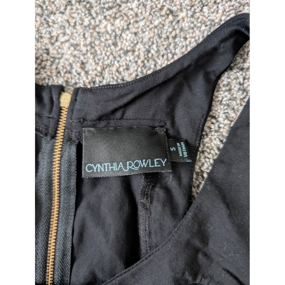Cynthia Rowley Black Racerback Fit and Flare Dress Gold Back Zipper Mens Small - Picture 3 of 4